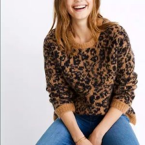 Madewell crewneck pullover sweater in leopard